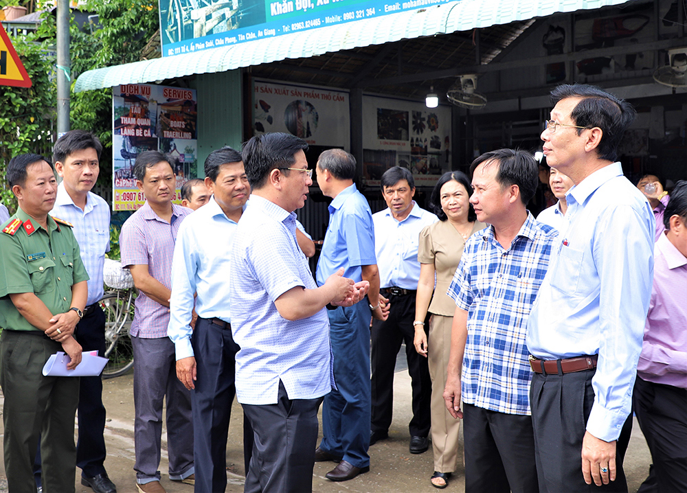 L&atilde;nh đạo tỉnh An Giang khảo s&aacute;t c&aacute;c khu, điểm du lịch. Ảnh: Thu Thảo