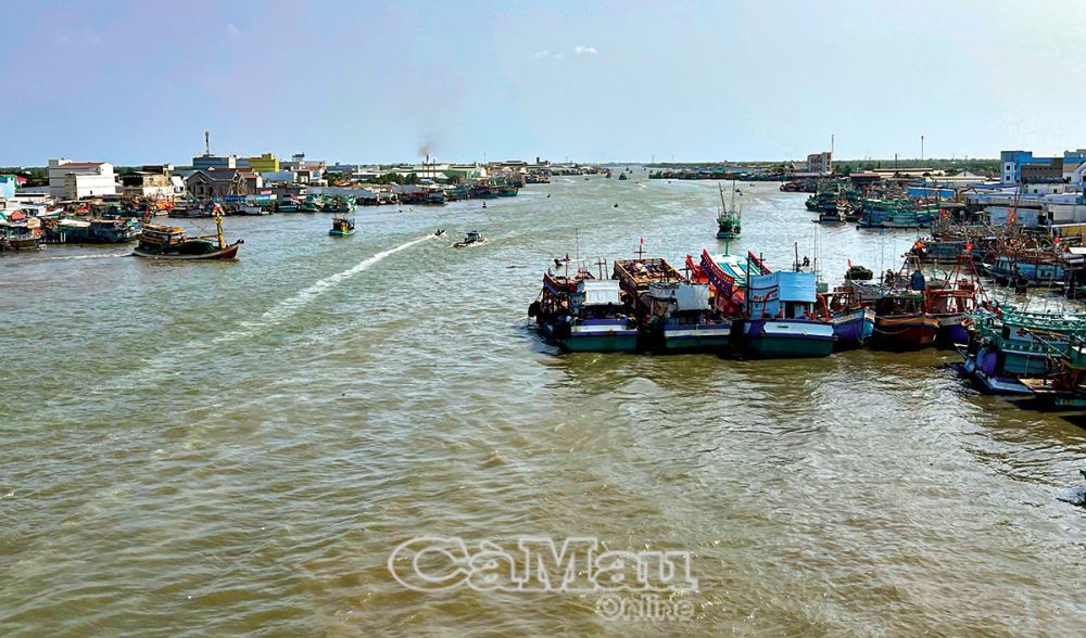 Cửa biển S&ocirc;ng &ETH;ốc c&oacute; đội t&agrave;u khai th&aacute;c lớn nhất tỉnh C&agrave; Mau. Ảnh: Huỳnh L&acirc;m