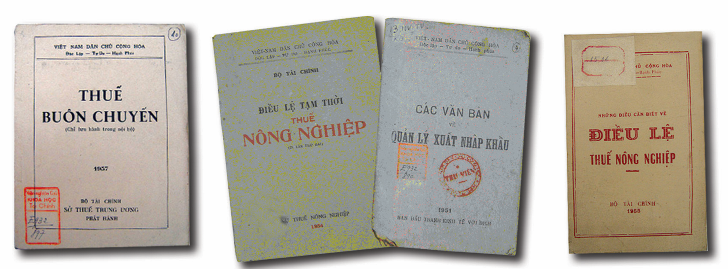 C&aacute;c văn bản về thuế bu&ocirc;n chuyến, thuế n&ocirc;ng nghiệp v&agrave; quản l&yacute; xuất nhập khẩu do Bộ T&agrave;i ch&iacute;nh ban h&agrave;nh trong những năm 50