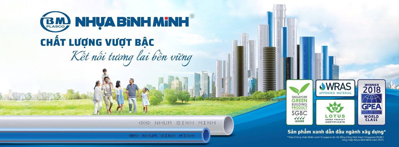 Nhựa Bình kq bongdaso đạt chứng nhận Sản phẩm Xanh Singapore (SGBP) ở mức cao nhất – Dẫn đầu (Leader) cho dòng sản phẩm ống và phụ tùng ống PVC-U và PP-R