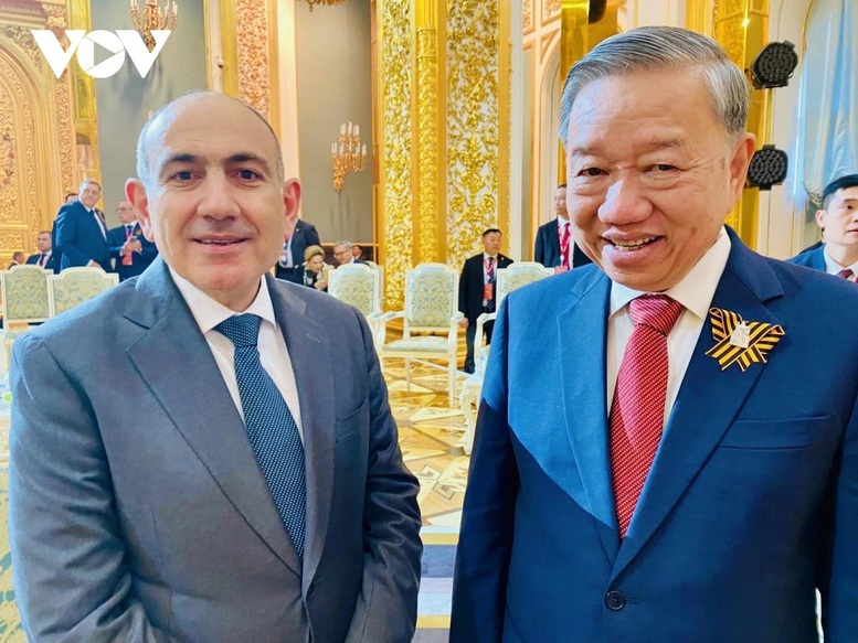 Tổng Bí thư Tô Lâm và Thủ tướng Armenia Nikol Pashinyan. Ảnh: VOV