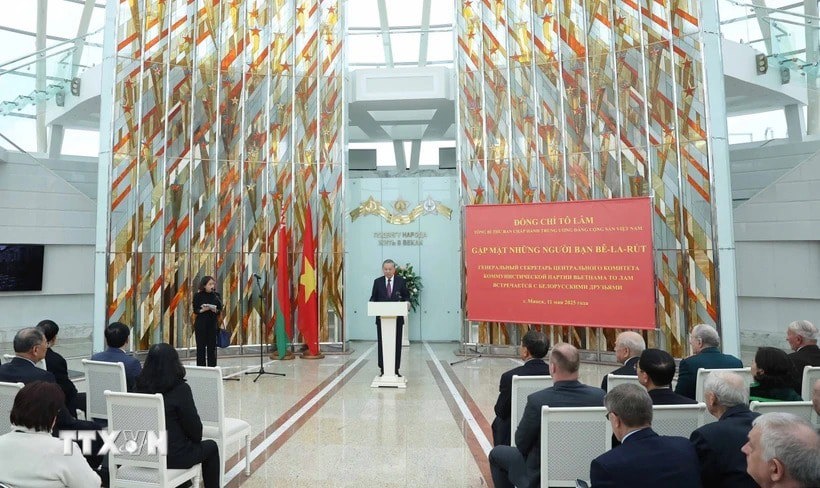 Tổng Bí thư Tô Lâm phát biểu tại buổi gặp mặt các cựu quân nhân, chuyên gia Belarus và những người bạn Belarus từng có đóng góp nổi bật cho Việt bongdaso danh sách các trận đấu. (Ảnh: Thống Nhất/TTXVN). 