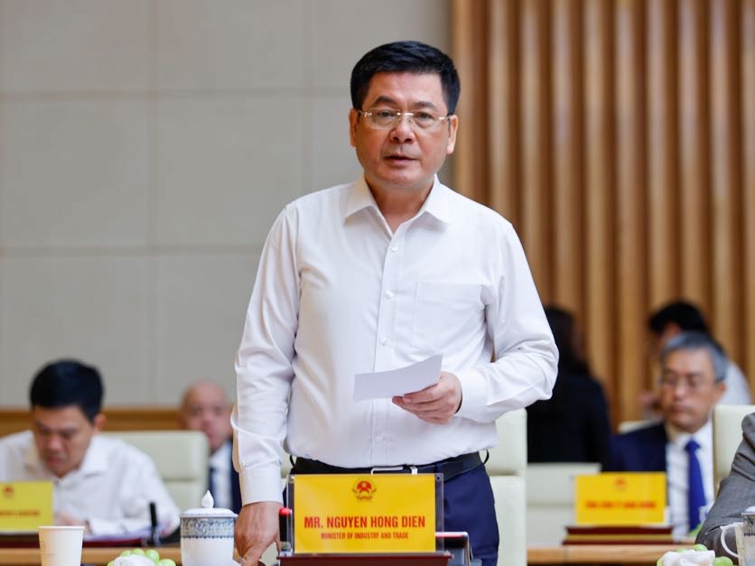 Bộ trưởng Bộ Công Thương Nguyễn Hồng Diên phát biểu tại cuộc làm việc - Ảnh: VGP/Nhật Bắc 