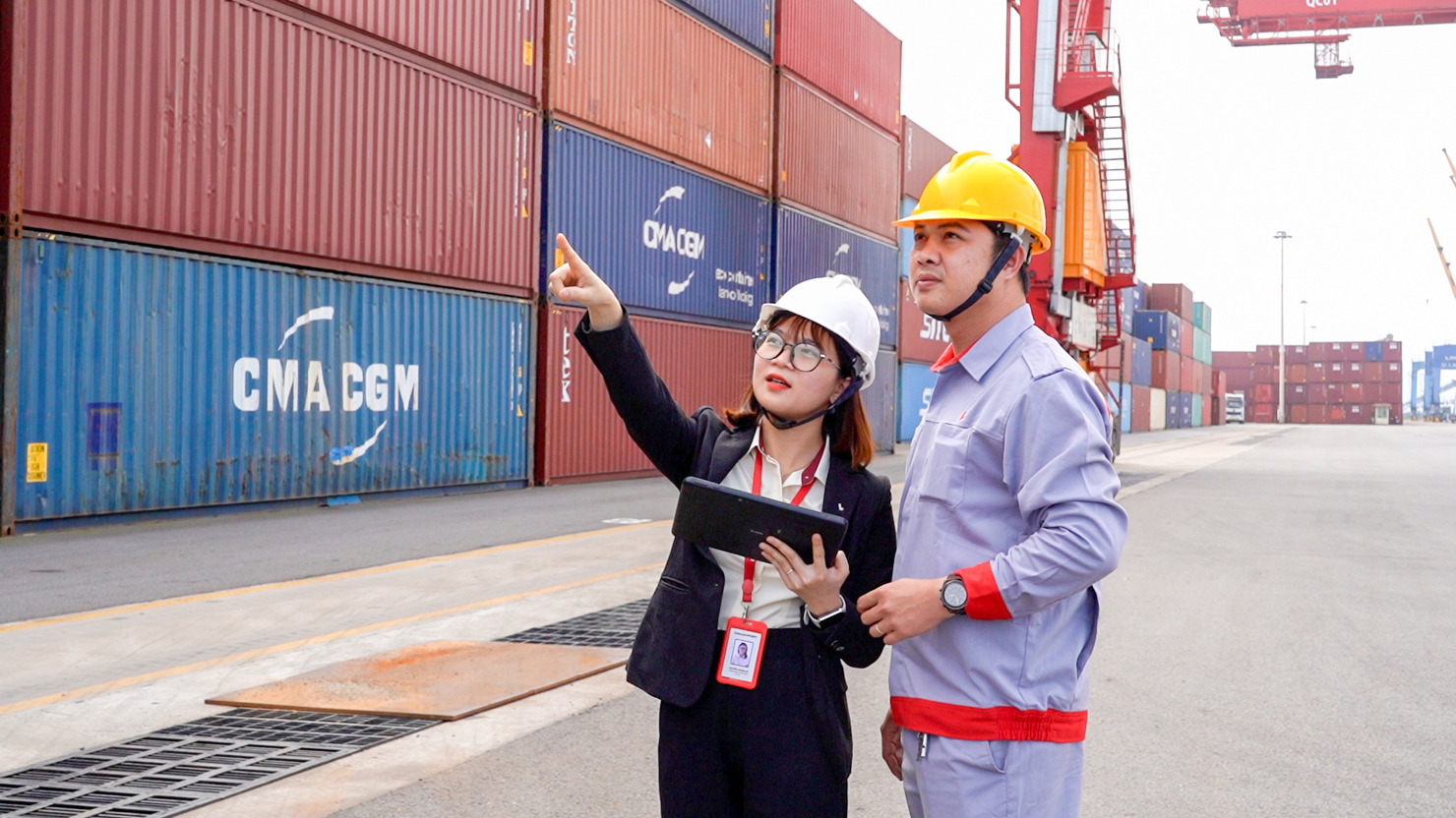  CBNV sử dụng phần mềm PL-TOS giúp việc kiểm tra, nhập - xuất và tra cứu vị trí contaniner trở nên thuận tiện hơn
