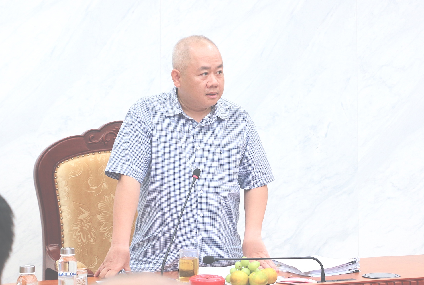 Thứ trưởng Bộ T&agrave;i ch&iacute;nh Đỗ Th&agrave;nh Trung ph&aacute;t biểu ch&agrave;o mừng Hội nghị.
