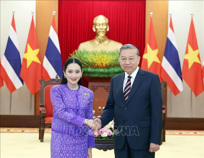 Tổng Bí thư Tô Lâm tiếp Thủ tướng Thái Lan Paetongtarn Shinawatra - Ảnh: TTXVN. 