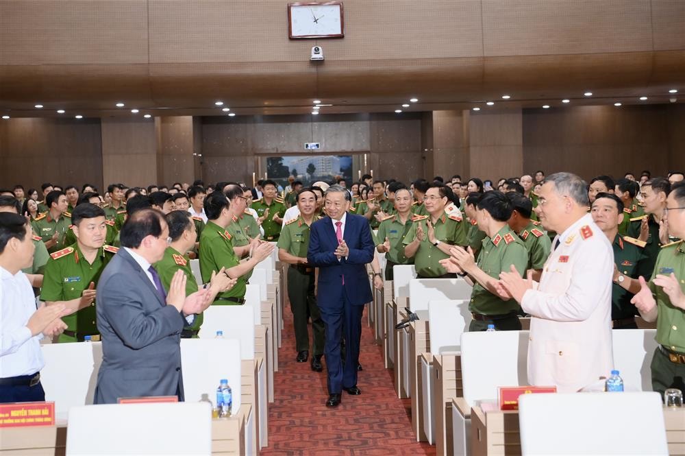 Tổng Bí thư Tô Lâm cùng các đại biểu tham dự Hội nghị. Ảnh: Bộ Công an 