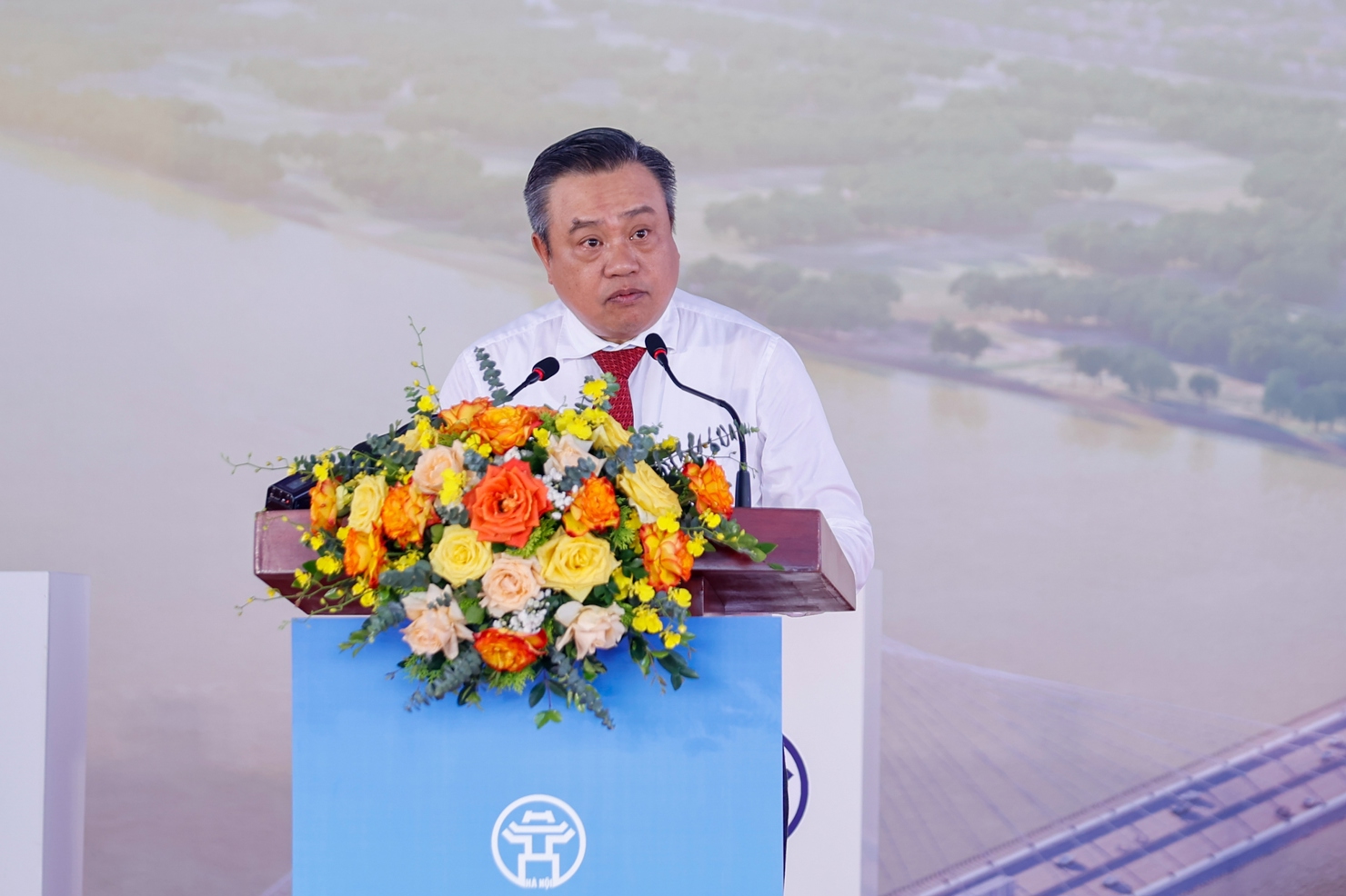 Chủ tịch UBND TP. Hà Nội Trần Sỹ Thanh phát biểu tại lễ khởi công.Ảnh: VGP/Nhật Bắc