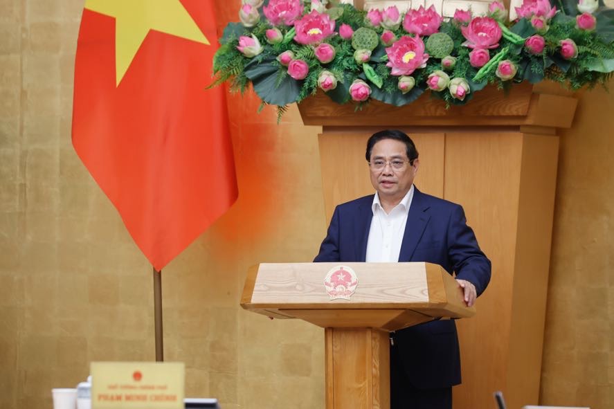 Thủ tướng Phạm Minh Chính chủ trì Phiên họp Chính phủ chuyên đề về xây dựng pháp luật tháng 5/2025 để xem xét, cho ý kiến về nội dung quan trọng liên quan các dự án luật. Ảnh: VGP/Nhật Bắc