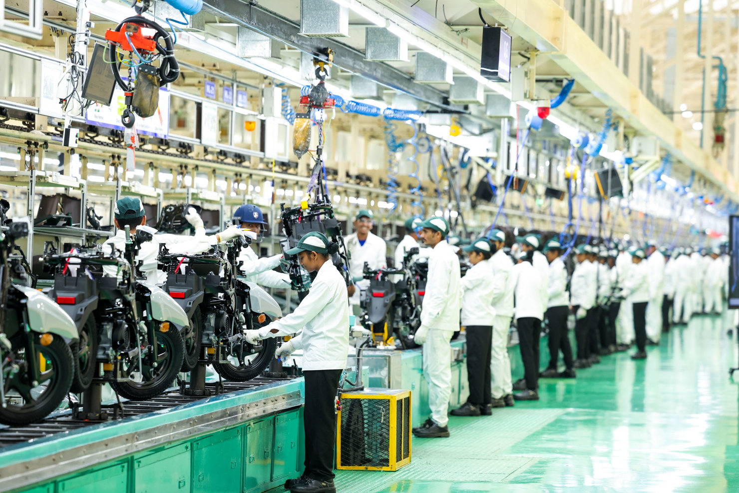 Dây chuyền sản xuất xe máy Honda tại Ấn Độ. 