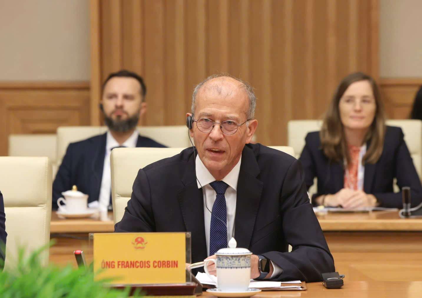 Việt Nam l&agrave; đối t&aacute;c đầy tiềm năng - Ph&oacute; Chủ tịch MEDEF Francois Corbin ph&aacute;t biểu tại buổi l&agrave;m việc.&nbsp;Ảnh: VGP