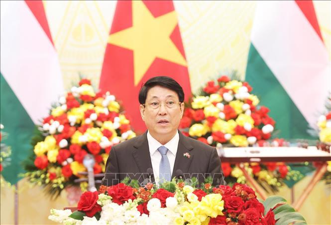 Chủ tịch nước Lương Cường phát biểu tại tiệc chiêu đãi. Ảnh: TTXVN