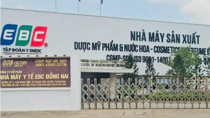 Nhà máy sản xuất của Công ty cổ phần Nhà máy y tế EBC Đồng Nai (Khu công nghiệp Giang Điền, xã Giang Điền, huyện Trảng Bom). Ảnh: Công an Đồng Nai