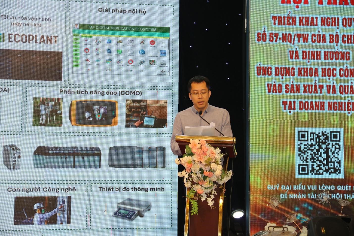 Ông Trương Hoàng Phương, Giám đốc Nhà máy Nestlé Trị An trình bày tham luận.
