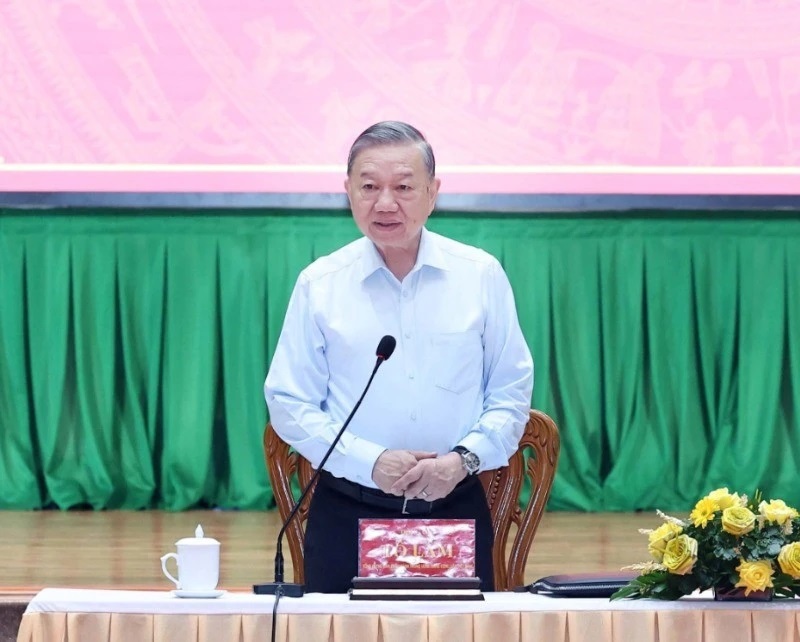 Tổng Bí thư Tô Lâm phát biểu chỉ đạo. (Ảnh: THỐNG NHẤT/TTXVN).