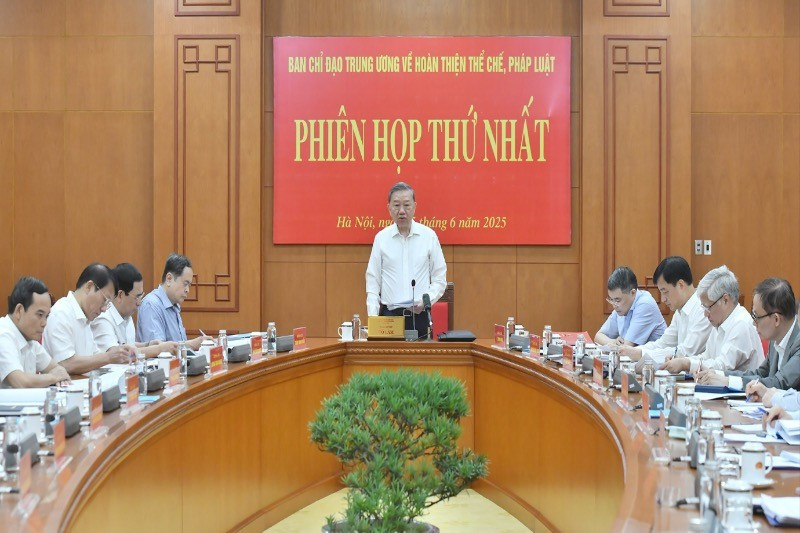 Tổng Bí thư Tô Lâm chủ trì Phiên họp thứ nhất của Ban Chỉ đạo Trung ương về hoàn thiện thể chế, pháp luật. (Ảnh ĐĂNG KHOA).