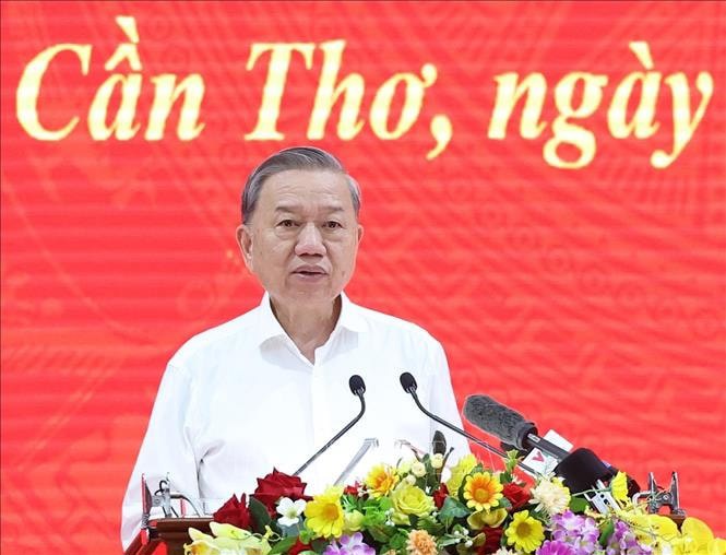 Tổng B&iacute; thư T&ocirc; L&acirc;m ph&aacute;t biểu. Ảnh: Thống Nhất/TTXVN. &nbsp;