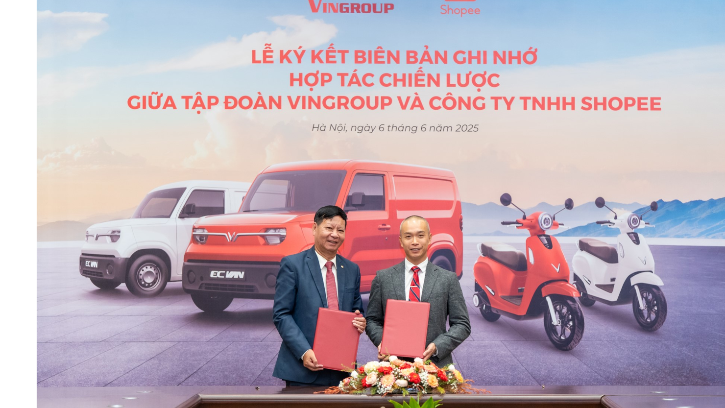 Tập đoàn Vingroup và Công ty TNHH Shopee, đại diện cho Sea Ltd. vừa ký kết Biên bản ghi nhớ về phát triển cơ sở hạ tầng đối với dịch vụ hoàn tất đơn hàng thương mại điện tử.