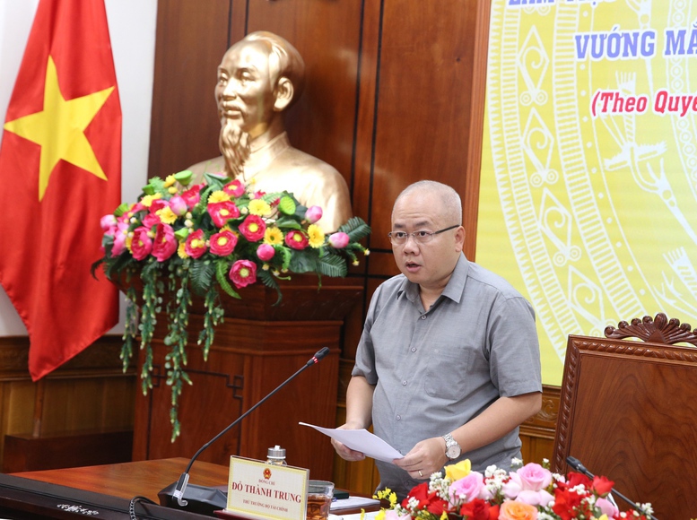 Thứ trưởng Bộ Tài chính Đỗ Thành Trung báo cáo tại buổi làm việc. Ảnh: VGP