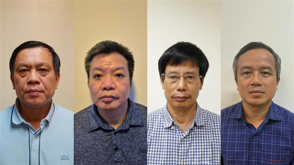 Các bị can từ trái qua phải: Nguyễn Bá Hoan, Tống Hải Nam, Nguyễn Gia Liêm, Phạm Viết Hương. Ảnh: BCA.