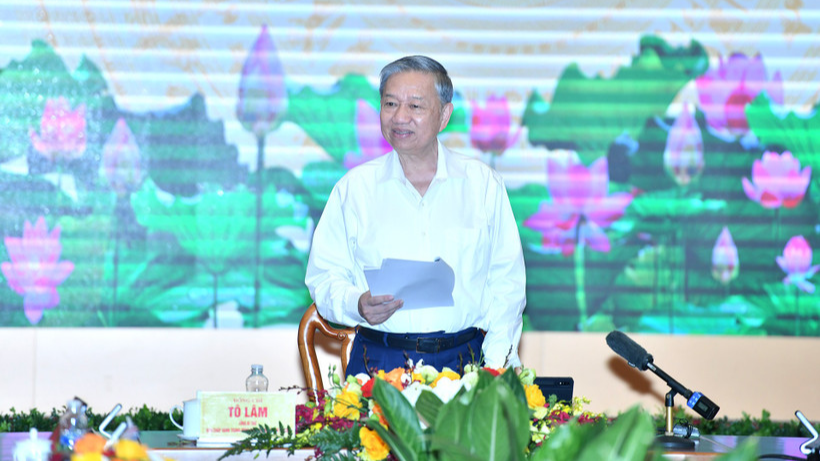 Tổng Bí thư Tô Lâm phát biểu tại buổi làm việc với Ban Tuyên giáo và Dân vận Trung ương. (Ảnh Đăng Khoa).