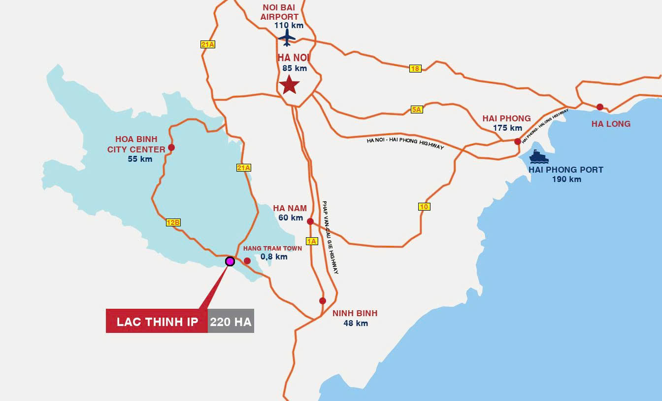 Vị trí kết nối KCN Lạc Thịnh – Hoà Bình