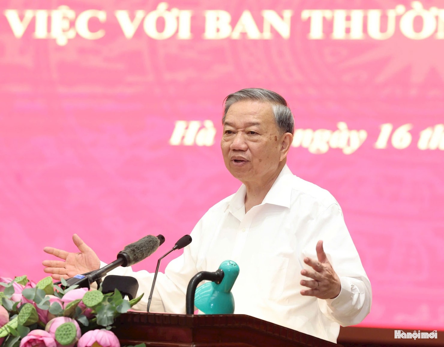 Tổng Bí thư Tô Lâm phát biểu kết luận buổi làm việc. Ảnh: Viết Thành. 