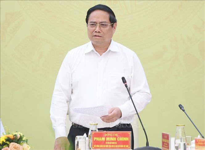 Thủ tướng Phạm Minh Chính phát biểu tại hội nghị - Ảnh: TTXVN .