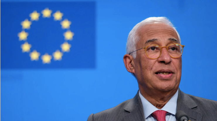 Chủ tịch Hội đồng EU Antonio Luis Santos da Costa tại một cuộc họp báo. Ảnh: Getty. 
