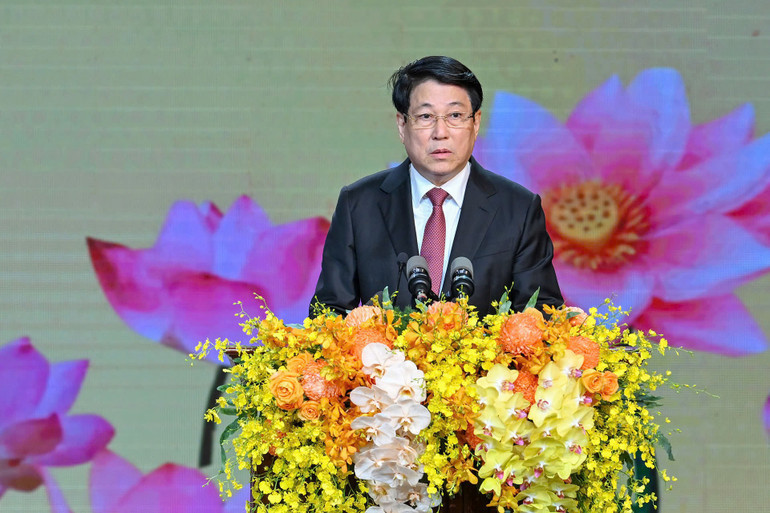 Chủ tịch nước Lương Cường phát biểu tại buổi lễ.