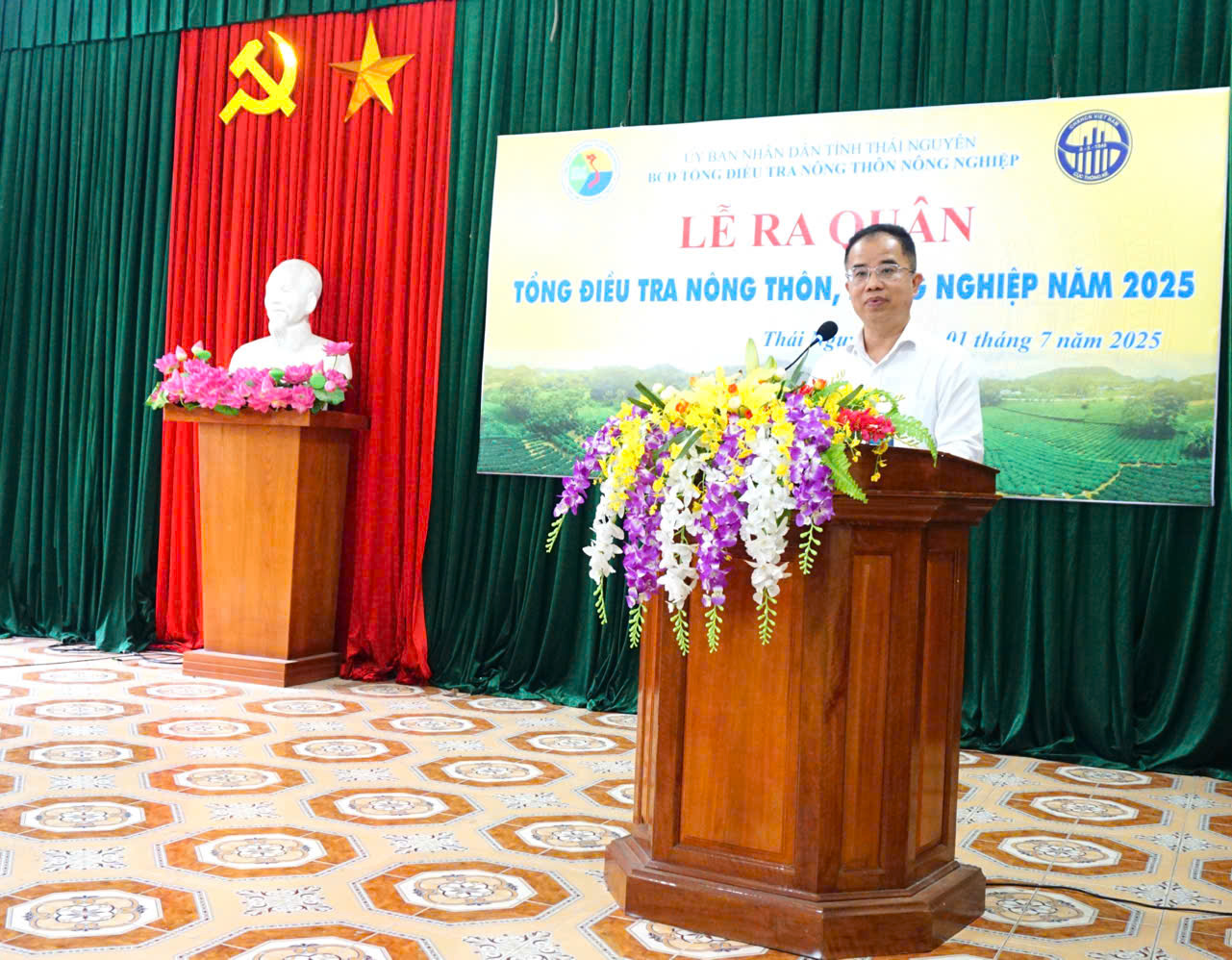 &Ocirc;ng L&ecirc; Trung Hiếu - Ph&oacute; Cục trưởng Cục Thống k&ecirc;&nbsp;ph&aacute;t biểu chỉ đạo tại Lễ ra qu&acirc;n.