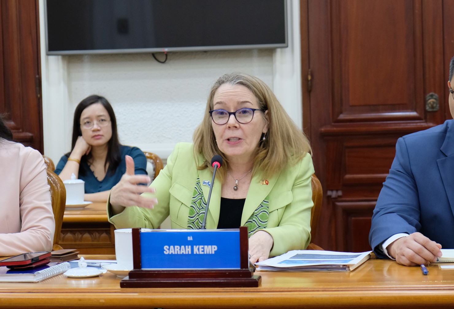 Bà Sarah Kemp, Phó Chủ tịch phụ trách quan hệ Chính phủ quốc tế của Tập đoàn Intel. Ảnh: TL