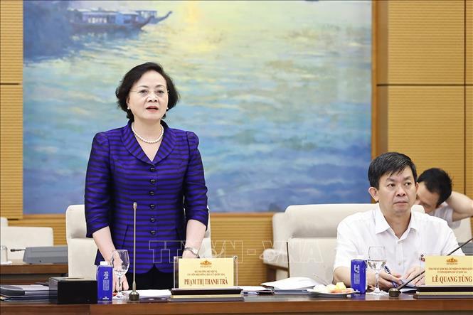 Bộ trưởng Bộ Nội vụ, Uỷ viên Hội đồng Bầu cử quốc gia Phạm Thị Thanh Trà phát biểu. Ảnh: Doãn Tấn/TTXVN