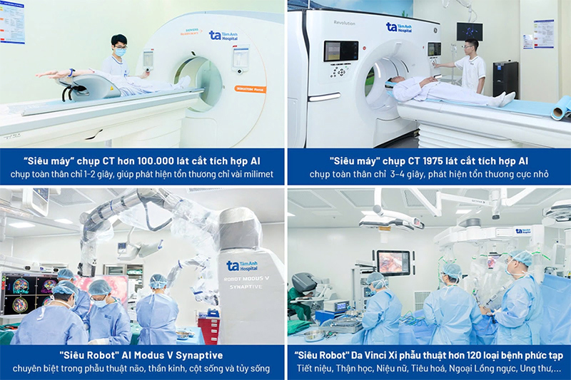 Hệ thống máy móc công nghệ cao hiện đại hàng đầu thế giới giúp bác sĩ tối ưu chẩn đoán, điều trị chính xác, an toàn.