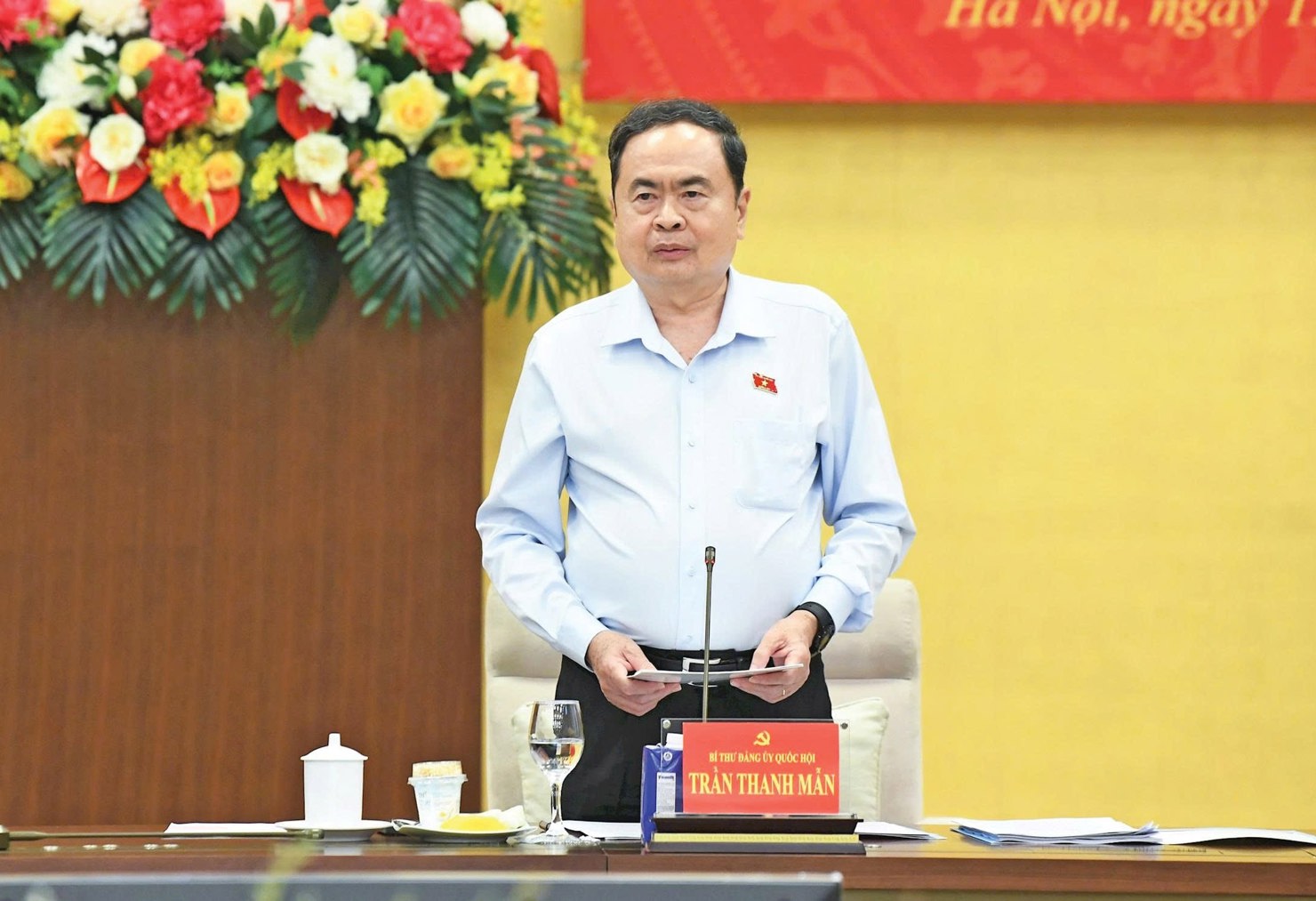 Bí thư Đảng ủy Quốc hội, Chủ tịch Quốc hội Trần Thanh Mẫn phát biểu tại hội nghị. Ảnh: Lâm Hiển
