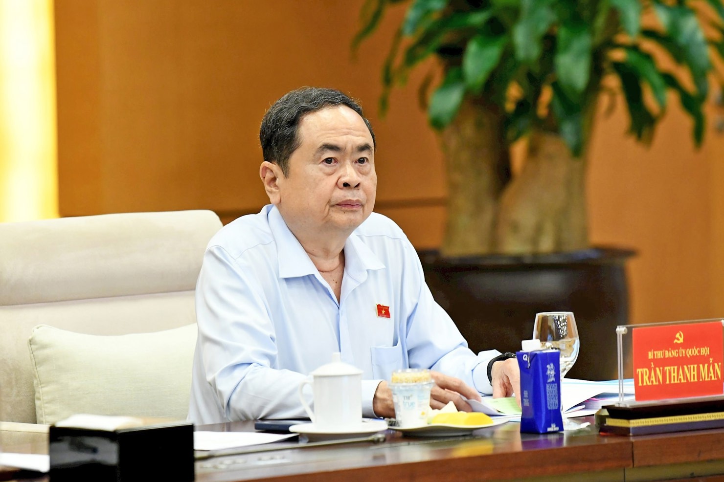 Bí thư Đảng ủy Quốc hội, Chủ tịch Quốc hội Trần Thanh Mẫn đồng chủ trì hội nghị. Ảnh: Lâm Hiển