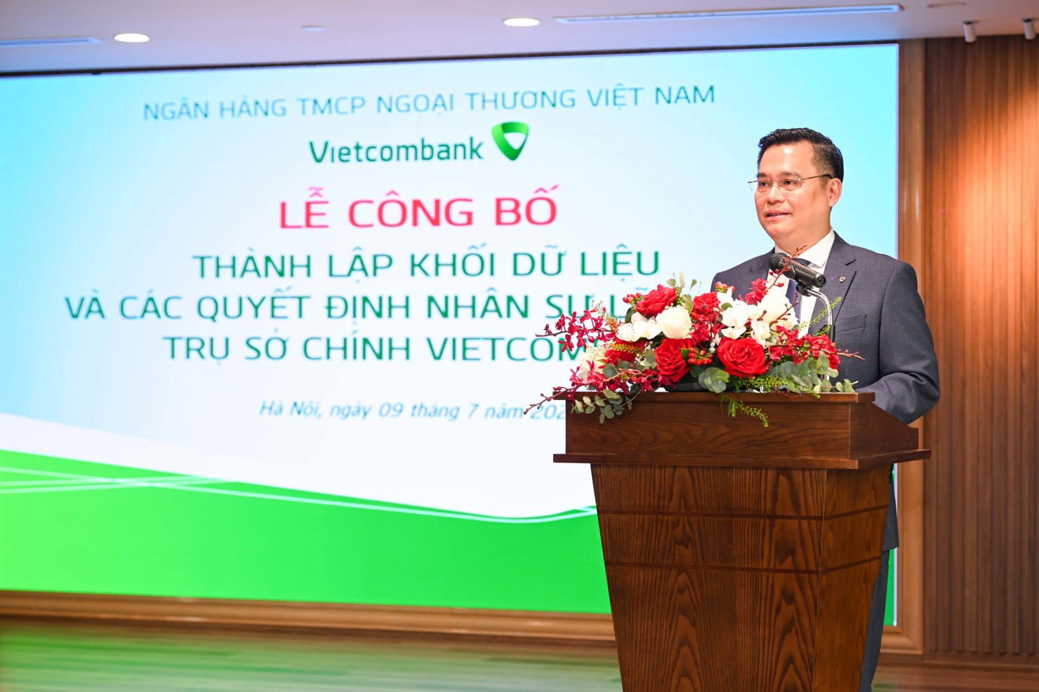 Ông Nguyễn Thanh Tùng - Chủ tịch HĐQT Vietcombank phát biểu chỉ đạo tại buổi lễ.