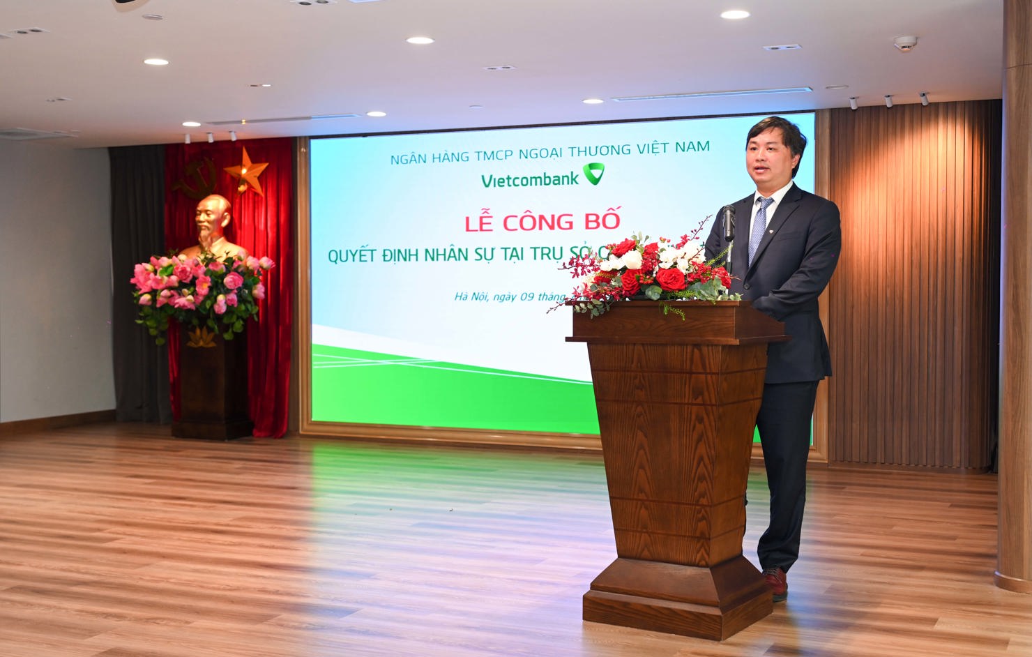 Ông Nguyễn Quang Huy - tân Giám đốc Trung tâm kỹ thuật và khoa học dữ liệu phát biểu nhận nhiệm vụ.