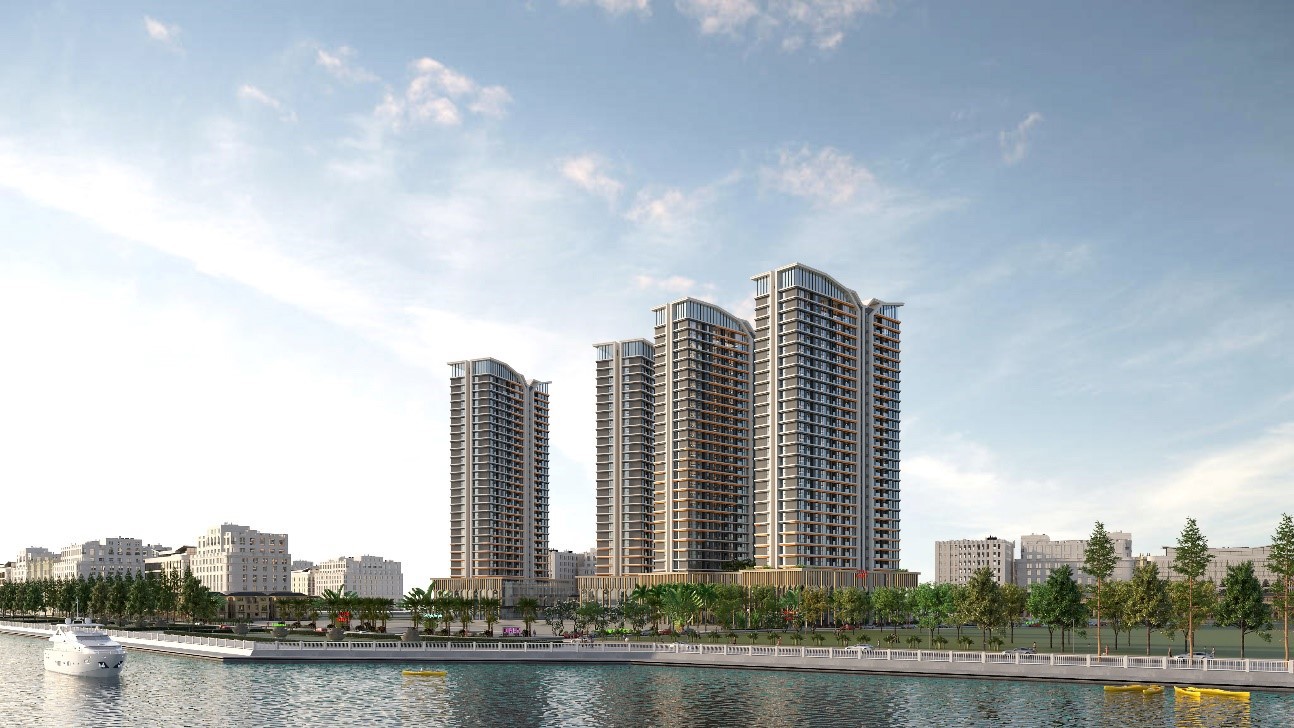 H&igrave;nh ảnh dự &aacute;n Captial Square phản chiếu b&ecirc;n d&ograve;ng s&ocirc;ng H&agrave;n. Ảnh: BRG