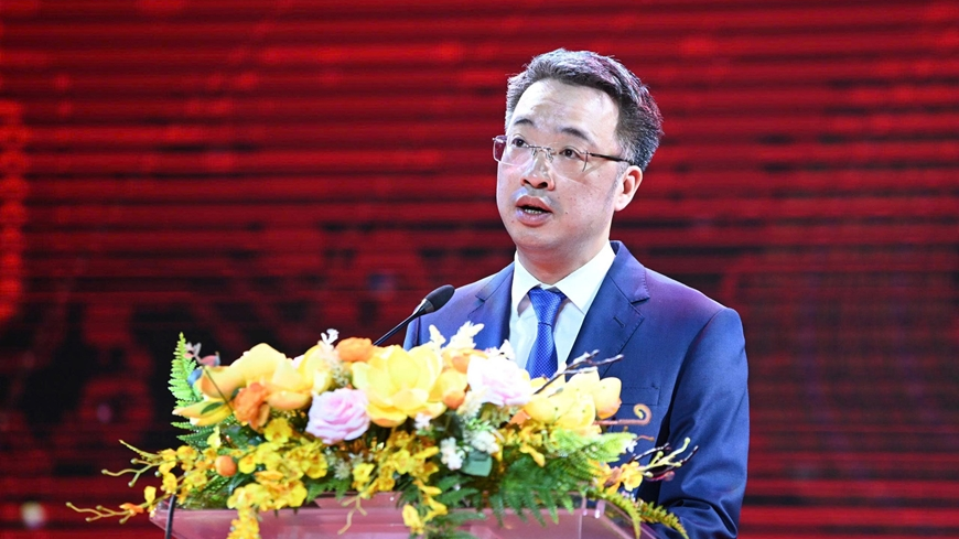 B&iacute; thư Trung ương Đo&agrave;n, Chủ tịch Trung ương Hội Li&ecirc;n hiệp Thanh ni&ecirc;n Việt Nam Nguyễn Tường L&acirc;m ph&aacute;t biểu tại Diễn đ&agrave;n.