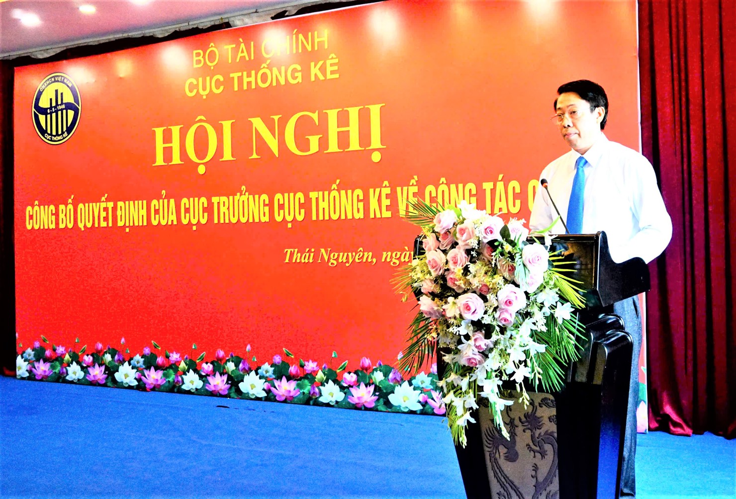 Đồng chí Trần Quang, Trưởng Thống kê tỉnh Thái Nguyên phát biểu nhận nhiệm vụ tại Hội nghị