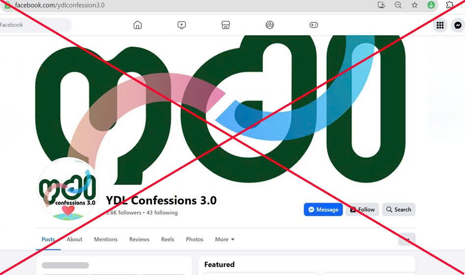 Fanpage Facebook “YDL Confessions 3.0” của các trường hợp trên dùng để đăng tải thông tin sai sự thật. Ảnh: Công an Lâm Đồng cung cấp 