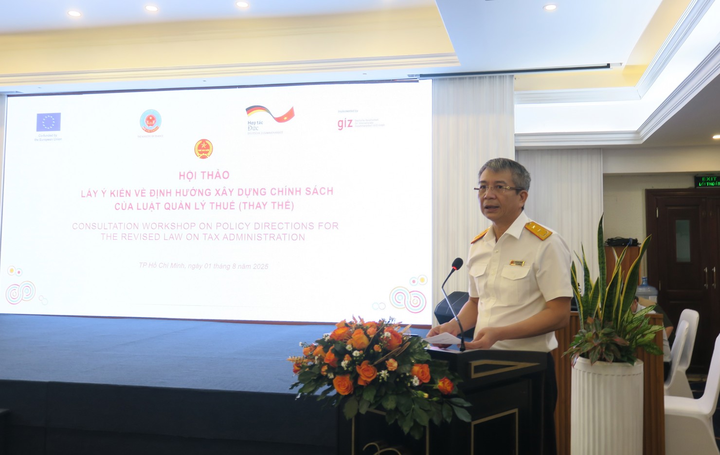 Cục trưởng Cục Thuế Mai Xu&acirc;n Th&agrave;nh ph&aacute;t biểu tại Hội thảo Lấy &yacute; kiến về định hướng x&acirc;y dựng ch&iacute;nh s&aacute;ch của Luật Quản l&yacute; thuế (thay thế). Ảnh: Đức Mỹ