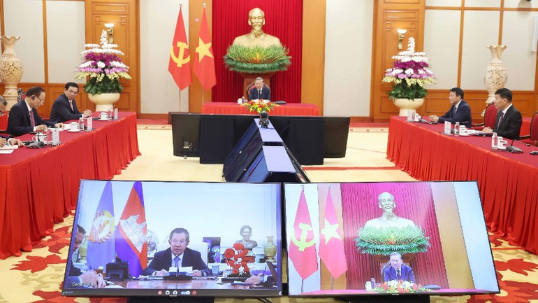 Quang cảnh cuộc điện đ&agrave;m. (Ảnh: TTXVN). &nbsp;