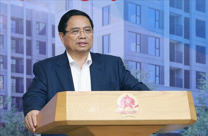 Thủ tướng Phạm Minh Ch&iacute;nh chủ tr&igrave; Hội nghị sơ kết việc thực hiện chỉ ti&ecirc;u ph&aacute;t triển nh&agrave; ở x&atilde; hội 07 th&aacute;ng đầu năm 2025. Ảnh: Dương Giang/TTXVN