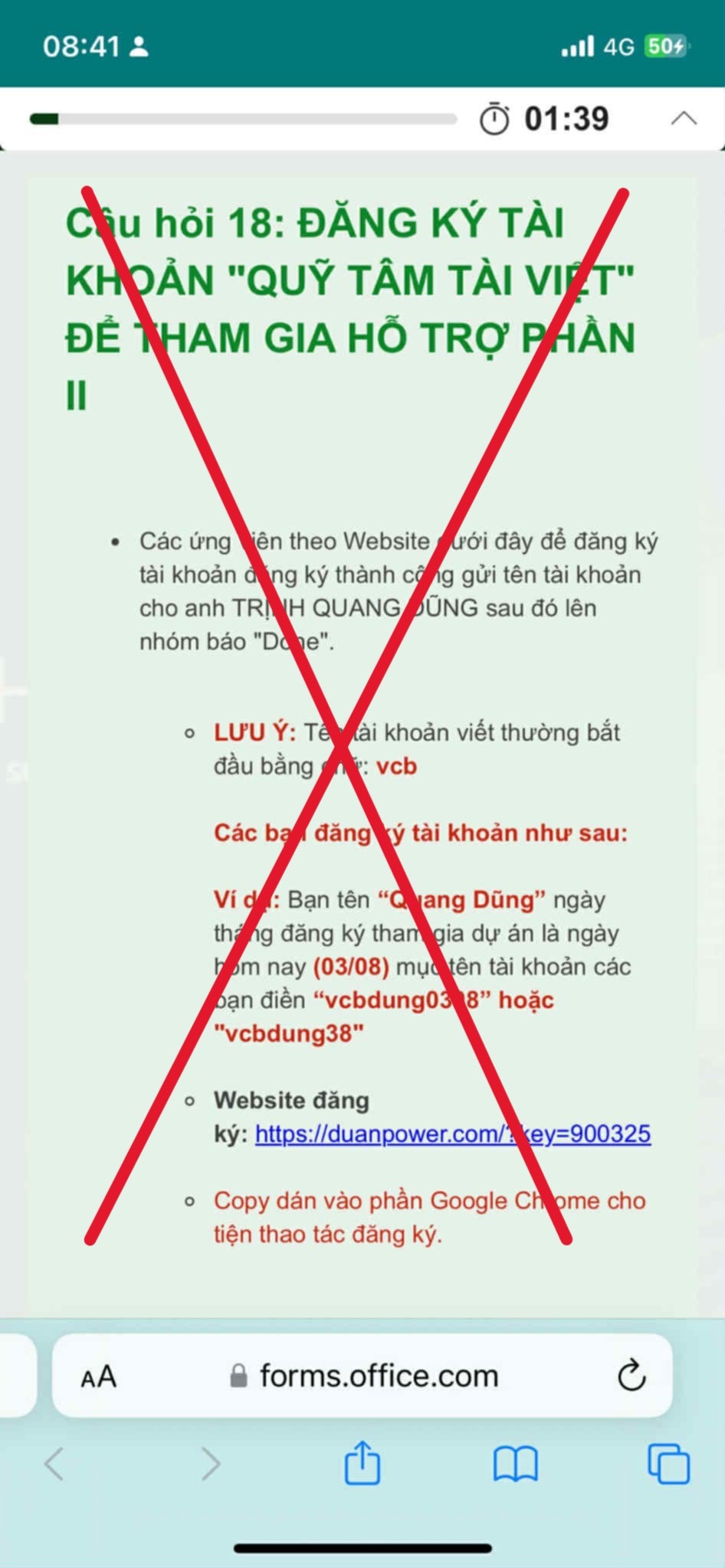 Link giả mạo.