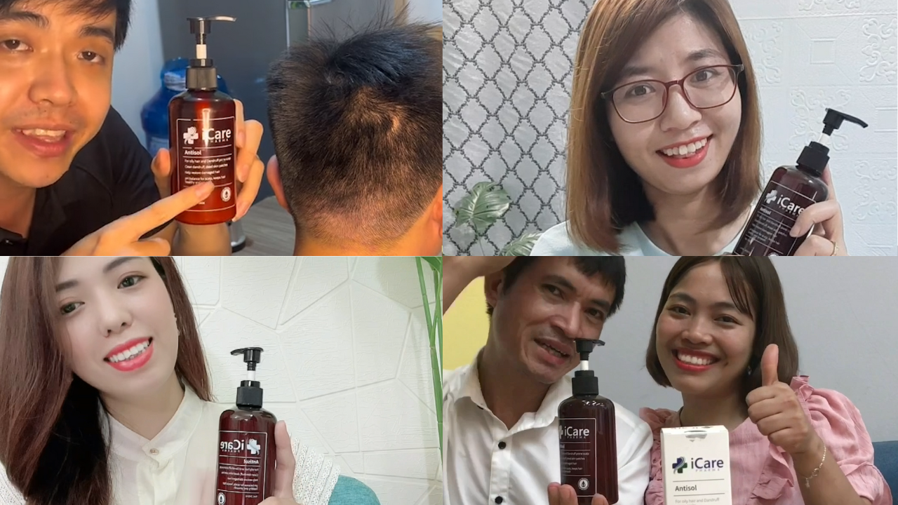 Khách hàng sử dụng dầu gội Antisol.