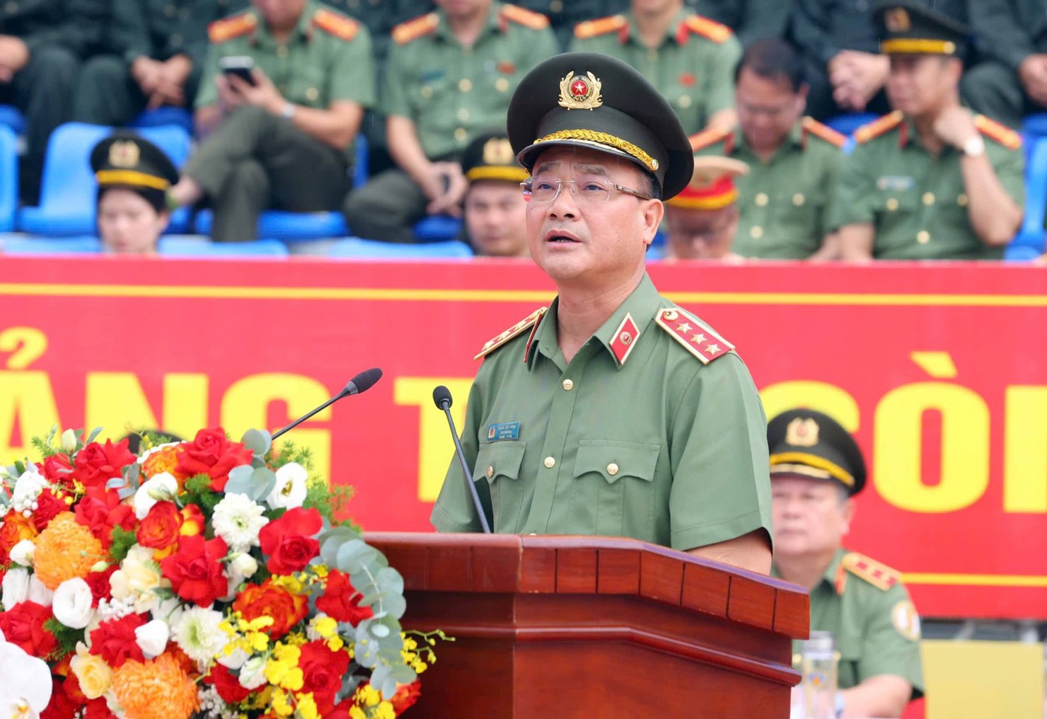 Thượng tướng Phạm Thế T&ugrave;ng - Thứ trưởng Bộ C&ocirc;ng an ph&aacute;t biểu tại buổi lễ.