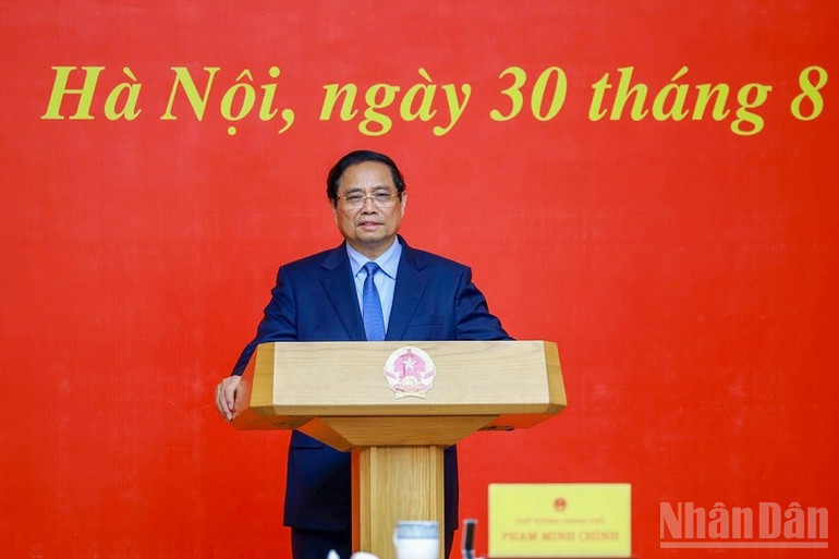 Thủ tướng Phạm Minh Ch&iacute;nh ph&aacute;t biểu &yacute; kiến tại buổi lễ. (Ảnh: Trần Hải) &nbsp;