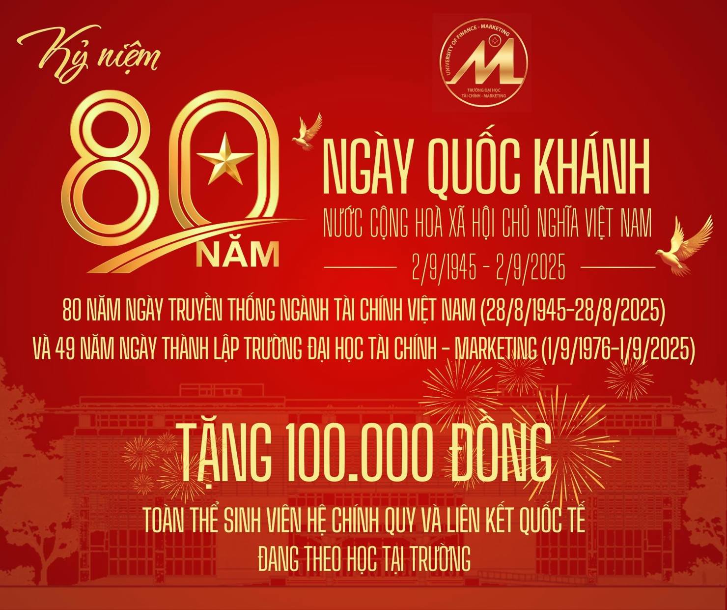 UFM tặng quà tới toàn thể sinh viên đang theo học tại trường. 